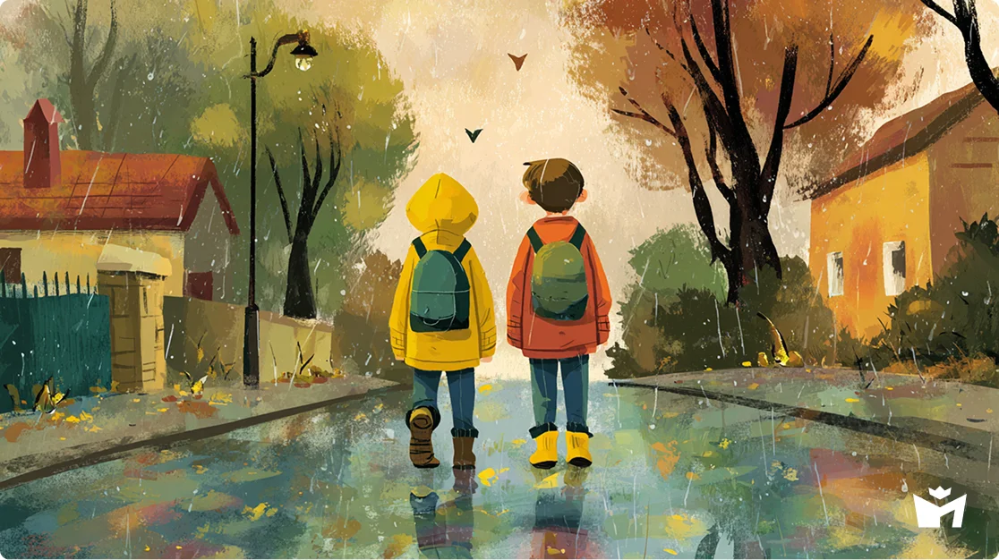 Здоровая мысль. Школьники идут по улице