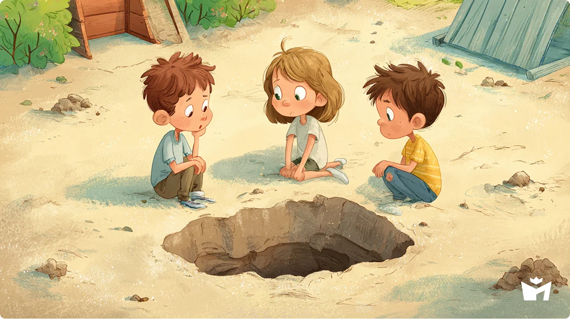 Зеленчатые леопарды. Дети сидят на площадке