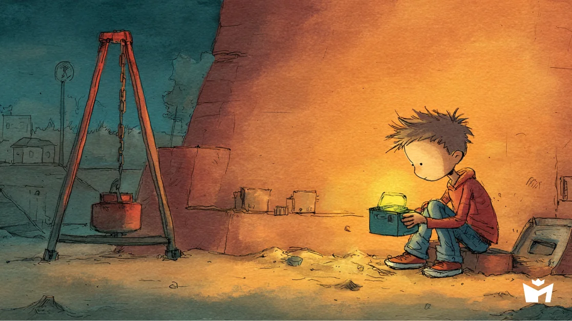 Он живой и светится. Денис ждет маму со светлячком