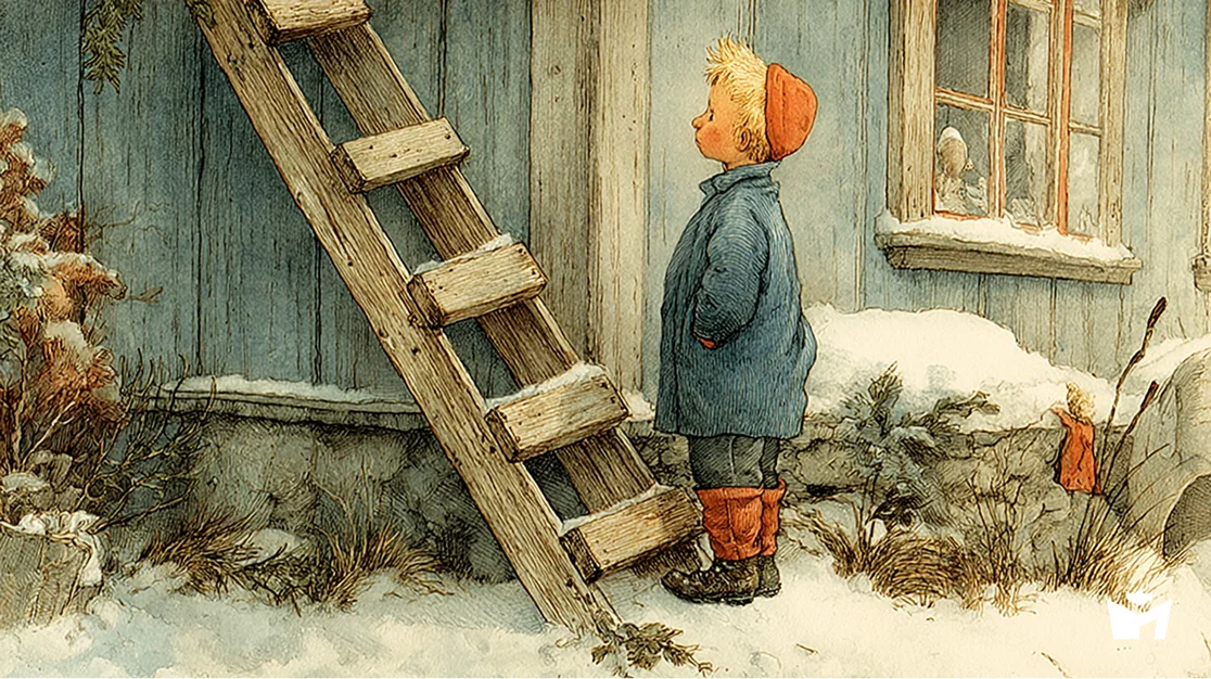 Приключения Эмиля из Лённеберги. Эмиль держит стремянку