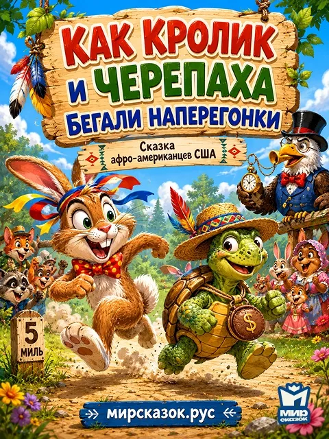 Как кролик и черепаха бегали наперегонки, Американская народная сказка Как кролик и черепаха бегали наперегонки, Американская народная сказка