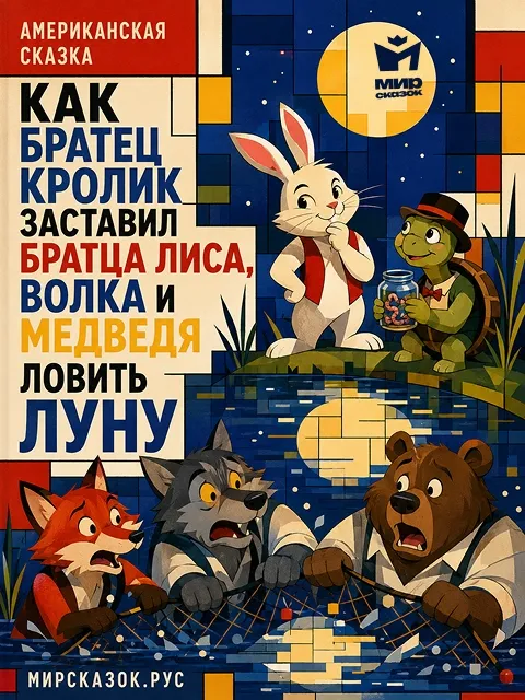 Как братец кролик заставил братца лиса, волка и медведя ловить луну, Американская народная сказка Как братец кролик заставил братца лиса, волка и медведя ловить луну, Американская народная сказка