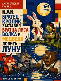 Как братец кролик заставил братца лиса, волка и медведя ловить луну, Американская народная сказка