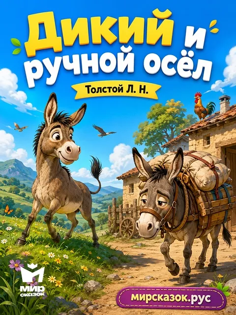 Дикий и ручной осёл - басня Льва Толстого Дикий и ручной осёл - басня Льва Толстого