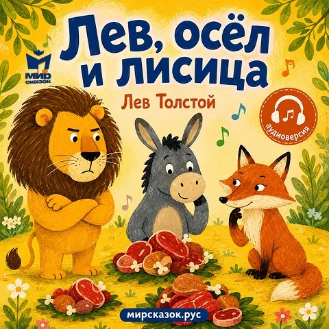 Лев, осёл и лисица - аудиобасня Льва Толстого