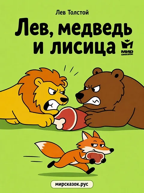 Лев, медведь и лисица - басня Льва Толстого